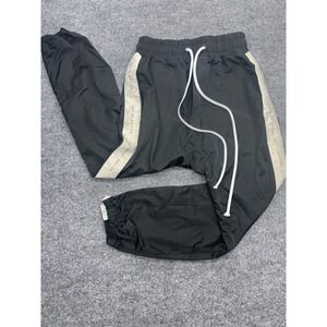 Daniel Patrick Mens Logo Side Stripe Track Pants Black Cream Ankle Zip Small